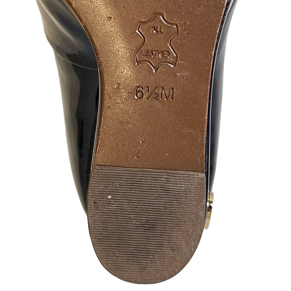 Tory Burch Dark Midnight Blue Round Toe Patent Leather Wedge Heel Size 6.5 - Picture 11 of 12